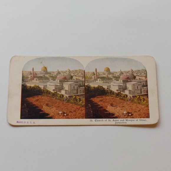 Antique Stereograph Card Church of St. Anne and Mosque of Omar, Jerusalem - Picture 1 of 3